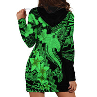 Aloha Hawaii Hoodie Dress Hammerhead Shark Tattoo Polynesian Summer - Green - Wonder Print Shop