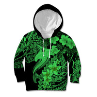 Aloha Hawaii Kid Hoodie Hammerhead Shark Tattoo Polynesian Summer - Green - Wonder Print Shop