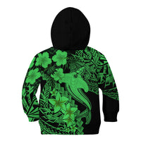 Aloha Hawaii Kid Hoodie Hammerhead Shark Tattoo Polynesian Summer - Green - Wonder Print Shop