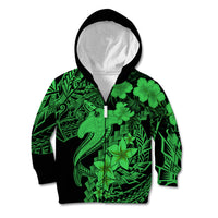 Aloha Hawaii Kid Hoodie Hammerhead Shark Tattoo Polynesian Summer - Green - Wonder Print Shop