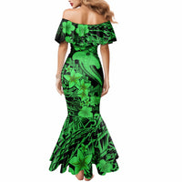 Aloha Hawaii Mermaid Dress Hammerhead Shark Tattoo Polynesian Summer - Green - Wonder Print Shop