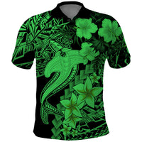 Aloha Hawaii Polo Shirt Hammerhead Shark Tattoo Polynesian Summer - Green - Wonder Print Shop