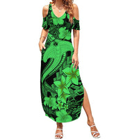 Aloha Hawaii Summer Maxi Dress Hammerhead Shark Tattoo Polynesian Summer - Green - Wonder Print Shop