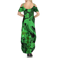 Aloha Hawaii Summer Maxi Dress Hammerhead Shark Tattoo Polynesian Summer - Green - Wonder Print Shop