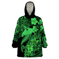 Aloha Hawaii Wearable Blanket Hoodie Hammerhead Shark Tattoo Polynesian Summer - Green - Wonder Print Shop