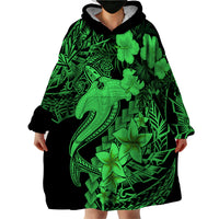 Aloha Hawaii Wearable Blanket Hoodie Hammerhead Shark Tattoo Polynesian Summer - Green - Wonder Print Shop