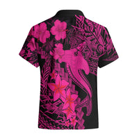 Aloha Hawaii Hawaiian Shirt Hammerhead Shark Tattoo Polynesian Summer - Pink - Wonder Print Shop