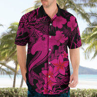 Aloha Hawaii Hawaiian Shirt Hammerhead Shark Tattoo Polynesian Summer - Pink - Wonder Print Shop