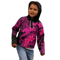 Aloha Hawaii Kid Hoodie Hammerhead Shark Tattoo Polynesian Summer - Pink - Wonder Print Shop