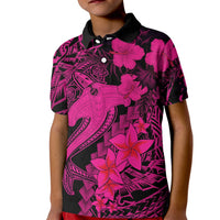 Aloha Hawaii Kid Polo Shirt Hammerhead Shark Tattoo Polynesian Summer - Pink - Wonder Print Shop