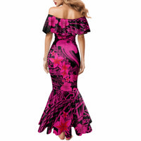 Aloha Hawaii Mermaid Dress Hammerhead Shark Tattoo Polynesian Summer - Pink - Wonder Print Shop