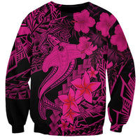 Aloha Hawaii Sweatshirt Hammerhead Shark Tattoo Polynesian Summer - Pink - Wonder Print Shop