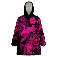 Aloha Hawaii Wearable Blanket Hoodie Hammerhead Shark Tattoo Polynesian Summer - Pink - Wonder Print Shop