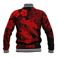 Aloha Hawaii Baseball Jacket Hammerhead Shark Tattoo Polynesian Summer - Red LT9 - Wonder Print Shop
