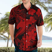Aloha Hawaii Hawaiian Shirt Hammerhead Shark Tattoo Polynesian Summer - Red - Wonder Print Shop