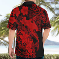 Aloha Hawaii Hawaiian Shirt Hammerhead Shark Tattoo Polynesian Summer - Red - Wonder Print Shop