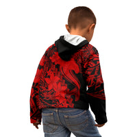 Aloha Hawaii Kid Hoodie Hammerhead Shark Tattoo Polynesian Summer - Red - Wonder Print Shop