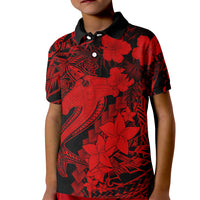 Aloha Hawaii Kid Polo Shirt Hammerhead Shark Tattoo Polynesian Summer - Red - Wonder Print Shop