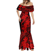 Aloha Hawaii Mermaid Dress Hammerhead Shark Tattoo Polynesian Summer - Red - Wonder Print Shop