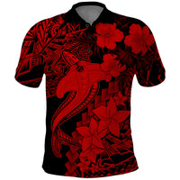 Aloha Hawaii Polo Shirt Hammerhead Shark Tattoo Polynesian Summer - Red - Wonder Print Shop