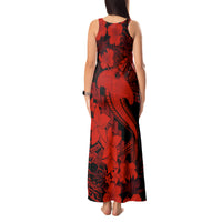 Aloha Hawaii Tank Maxi Dress Hammerhead Shark Tattoo Polynesian Summer - Red - Wonder Print Shop