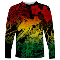 Aloha Hawaii Long Sleeve Shirt Hammerhead Shark Tattoo Polynesian Summer - Reggae - Wonder Print Shop
