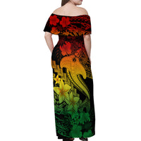 Aloha Hawaii Off Shoulder Maxi Dress Hammerhead Shark Tattoo Polynesian Summer - Reggae - Wonder Print Shop