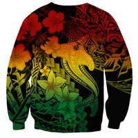 Aloha Hawaii Sweatshirt Hammerhead Shark Tattoo Polynesian Summer - Reggae - Wonder Print Shop