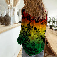 Aloha Hawaii Women Casual Shirt Hammerhead Shark Tattoo Polynesian Summer - Reggae - Wonder Print Shop