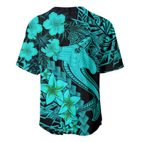 Aloha Hawaii Baseball Jersey Hammerhead Shark Tattoo Polynesian Summer - Turquoise LT9 - Wonder Print Shop