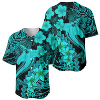 Aloha Hawaii Baseball Jersey Hammerhead Shark Tattoo Polynesian Summer - Turquoise LT9 - Wonder Print Shop