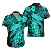 Aloha Hawaii Hawaiian Shirt Hammerhead Shark Tattoo Polynesian Summer - Turquoise - Wonder Print Shop