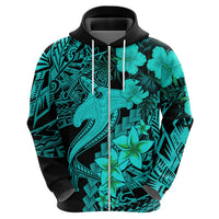 Aloha Hawaii Hoodie Hammerhead Shark Tattoo Polynesian Summer - Turquoise - Wonder Print Shop