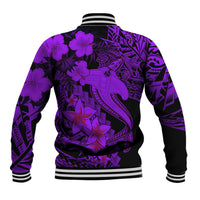 Aloha Hawaii Baseball Jacket Hammerhead Shark Tattoo Polynesian Summer - Violet LT9 - Wonder Print Shop