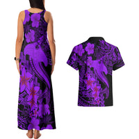 Aloha Hawaii Couples Matching Tank Maxi Dress And Hawaiian Shirt Hammerhead Shark Tattoo Polynesian Summer - Violet LT9 - Wonder Print Shop