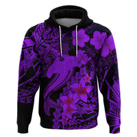 Aloha Hawaii Hoodie Hammerhead Shark Tattoo Polynesian Summer - Violet - Wonder Print Shop