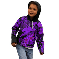 Aloha Hawaii Kid Hoodie Hammerhead Shark Tattoo Polynesian Summer - Violet - Wonder Print Shop