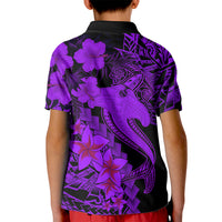 Aloha Hawaii Kid Polo Shirt Hammerhead Shark Tattoo Polynesian Summer - Violet - Wonder Print Shop