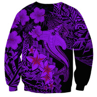 Aloha Hawaii Sweatshirt Hammerhead Shark Tattoo Polynesian Summer - Violet - Wonder Print Shop