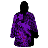 Aloha Hawaii Wearable Blanket Hoodie Hammerhead Shark Tattoo Polynesian Summer - Violet - Wonder Print Shop