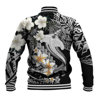 Aloha Hawaii Baseball Jacket Hammerhead Shark Tattoo Polynesian Summer - White LT9 - Wonder Print Shop