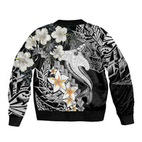 Aloha Hawaii Bomber Jacket Hammerhead Shark Tattoo Polynesian Summer - White LT9 - Wonder Print Shop