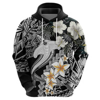 Aloha Hawaii Hoodie Hammerhead Shark Tattoo Polynesian Summer - White - Wonder Print Shop