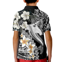 Aloha Hawaii Kid Polo Shirt Hammerhead Shark Tattoo Polynesian Summer - White - Wonder Print Shop