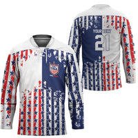 2026 Rugby Nations Series Custom United States Hockey Jersey Red Star And Stripes Pattern