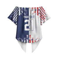 2026 Rugby Nations Series Custom United States Off Shoulder Wrap Waist Top Red Star And Stripes Pattern