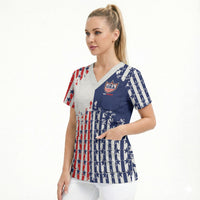 2026 Rugby Nations Series Custom United States Scrub Top Red Star And Stripes Pattern