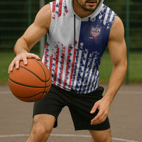2026 Rugby Nations Series Custom United States Sleeveless Hoodie Red Star And Stripes Pattern