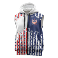 2026 Rugby Nations Series Custom United States Sleeveless Zip Hoodie Red Star And Stripes Pattern