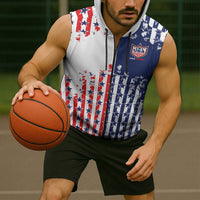 2026 Rugby Nations Series Custom United States Sleeveless Zip Hoodie Red Star And Stripes Pattern